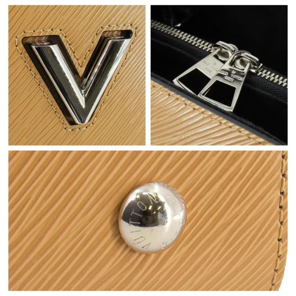Louis Vuitton Twist Tote Shoulder Bag Epi Leather Camel Silver Hardware